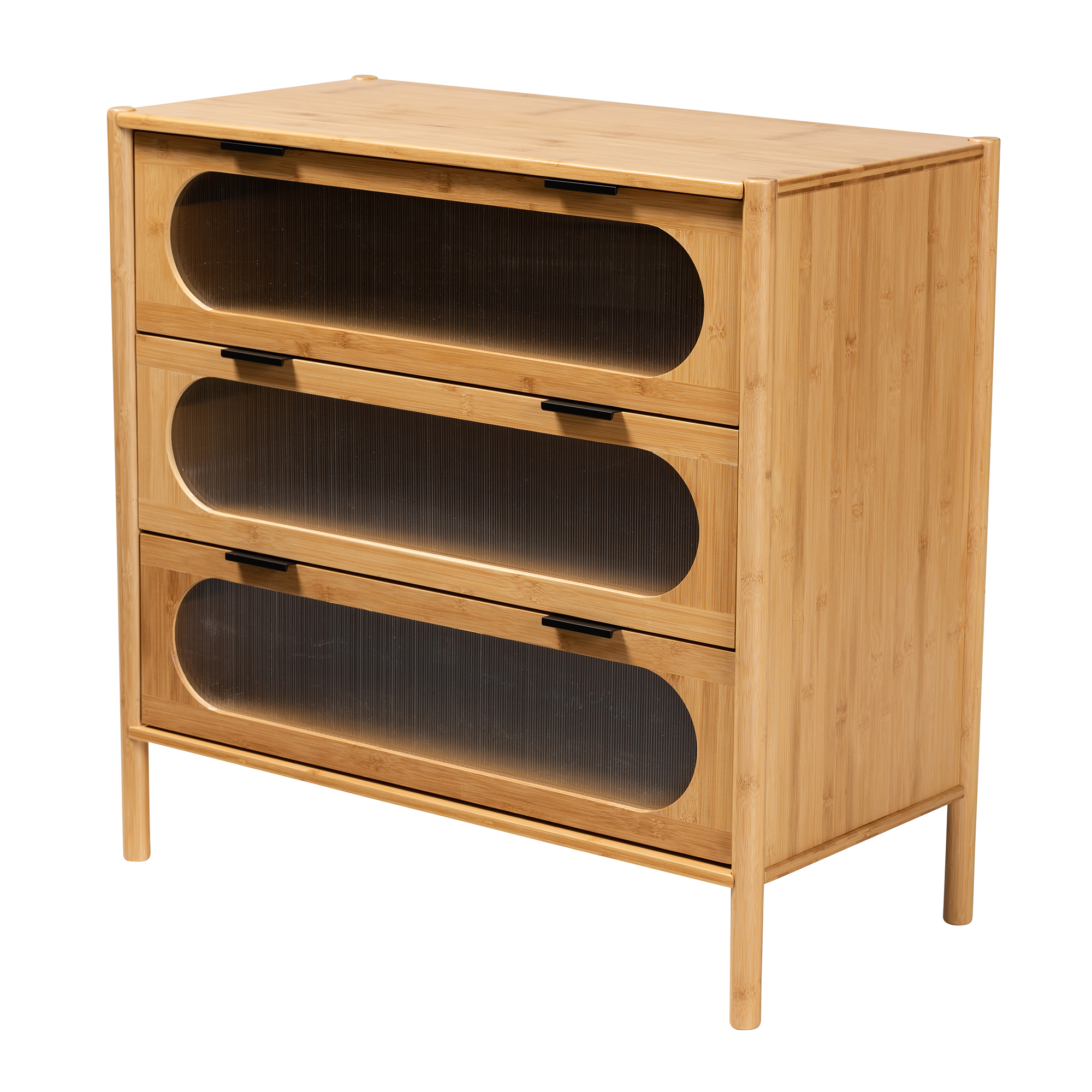 Baxton Studio Naresh Mid-Century Modern Transitional Natural Brown Bamboo Wood 3-Drawer Storage Cabinet